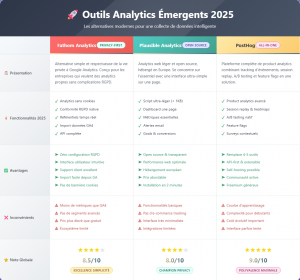 Outils analytics émergents en 2025.
